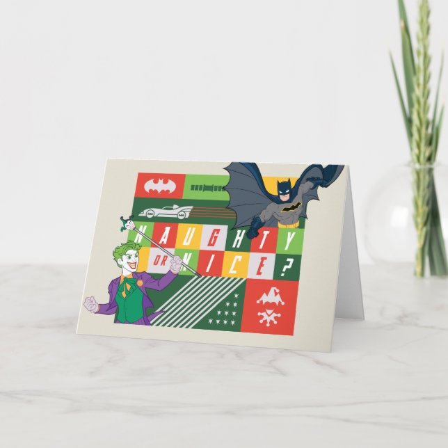 Batman vs Joker "Naughty or Nice" Holiday Card (Front)