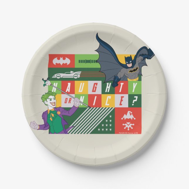 Batman vs Joker "Naughty or Nice" Paper Plate (Front)