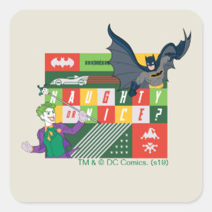 Batman vs Joker "Naughty or Nice" Square Sticker