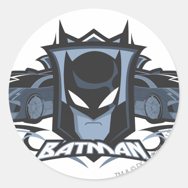 Batman with Batmobiles Classic Round Sticker (Front)