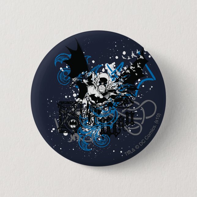 Batman with Knotwork Collage 6 Cm Round Badge (Front)