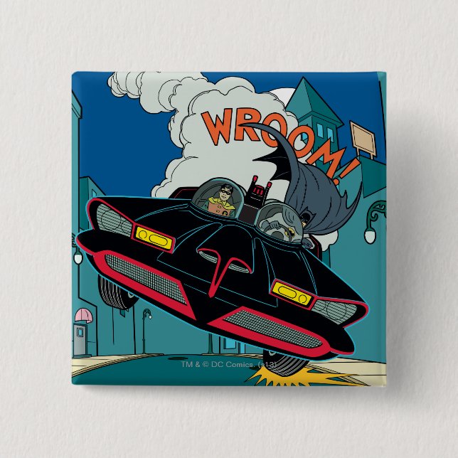 Batmobile Wroom! 15 Cm Square Badge (Front)