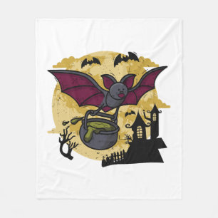 Batmouse. Funny mouse with bat wings. Halloween. Fleece Blanket