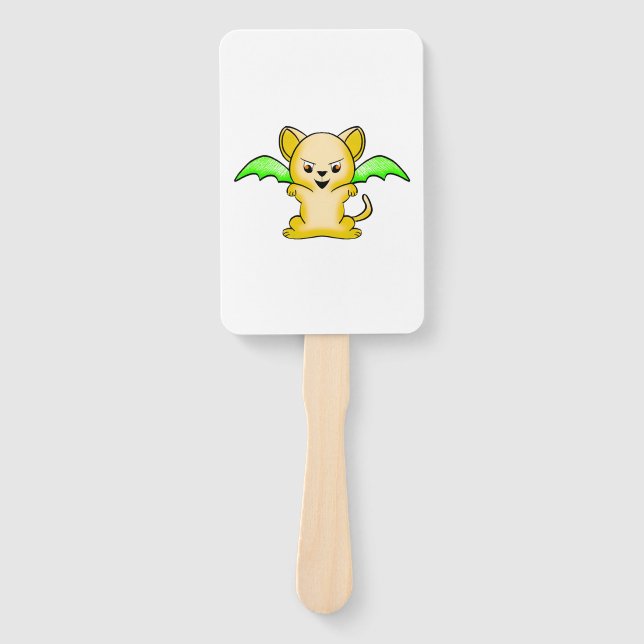 Batmouse. Funny mouse with bat wings. Halloween. Hand Fan (Front)