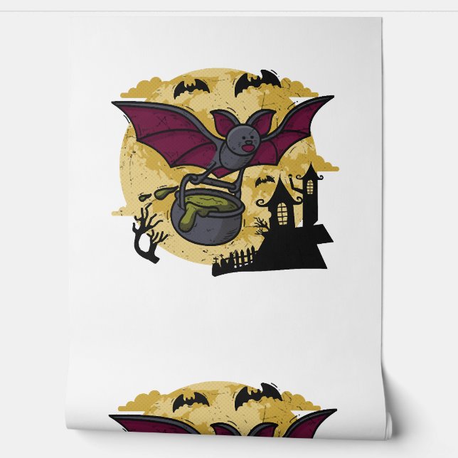 Batmouse. Funny mouse with bat wings. Halloween. Wallpaper (Unrolling)