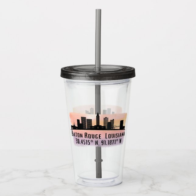 Baton Rouge LA City Skyline  Acrylic Tumbler (Front)