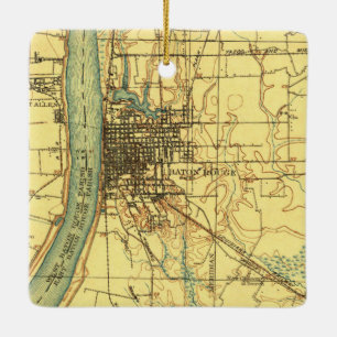 Baton Rouge LA Vintage Map Ceramic Ornament