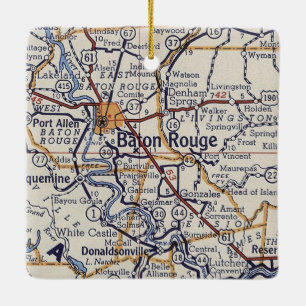 Baton Rouge LA Vintage Map Ceramic Ornament