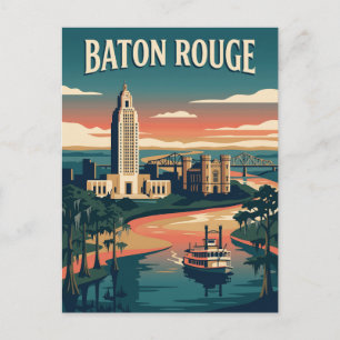 Baton Rouge Louisiana Riverfront Vintage Poster Postcard