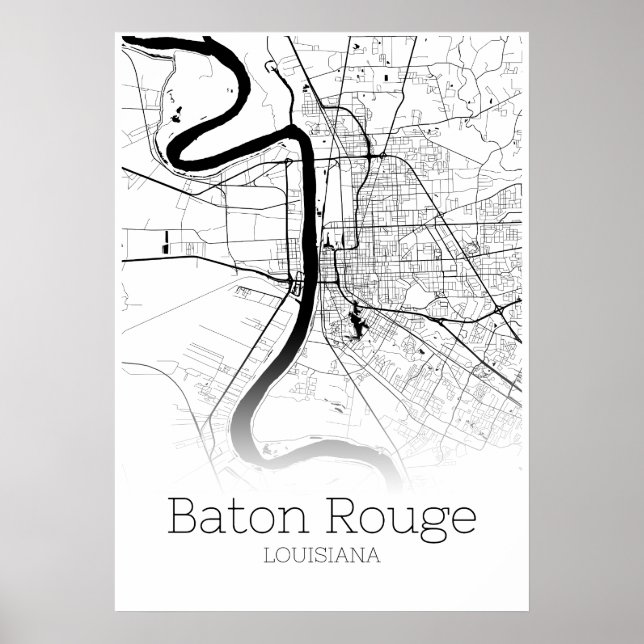 Baton Rouge Map - Louisiana - City Map Poster (Front)