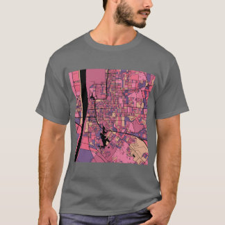 Baton Rouge Map Pattern in Purple Pink Oversized T-Shirt