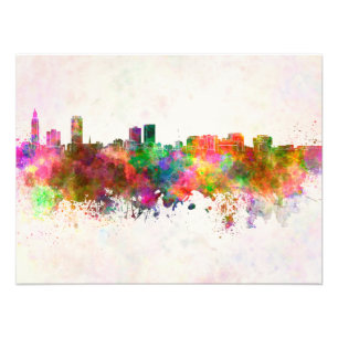 Baton Rouge skyline in watercolor background Photo Print