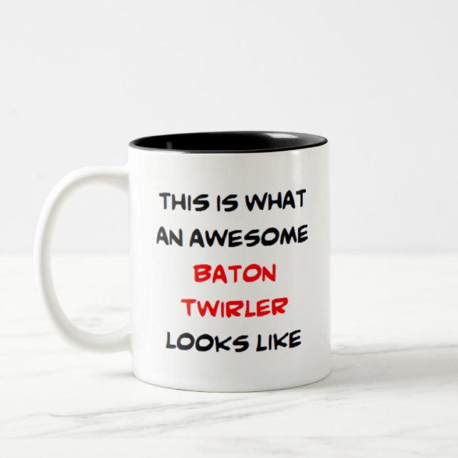 baton twirler, awesome Two-Tone coffee mug (Left)