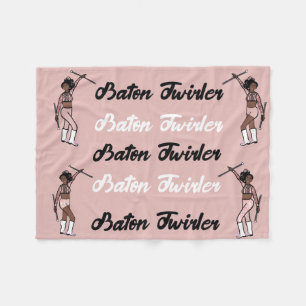 Baton Twirler  Fleece Blanket Blue Pink Sparkle