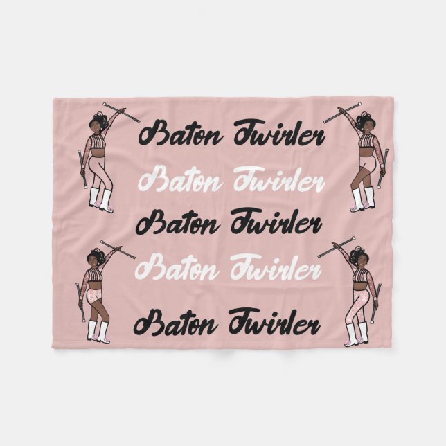 Baton Twirler  Fleece Blanket Pink Sparkle (Front (Horizontal))