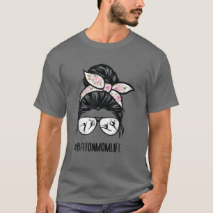 Baton Twirler Mum Life Messy Bun Hair Glasses Flow T-Shirt