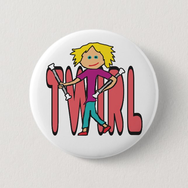 Baton Twirling 6 Cm Round Badge (Front)