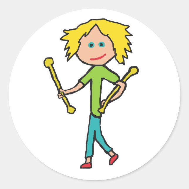 Baton Twirling Classic Round Sticker (Front)