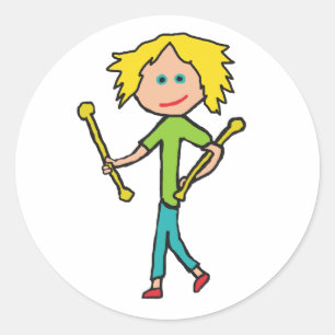 Baton Twirling Classic Round Sticker