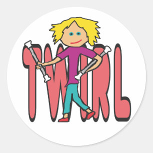 Baton Twirling Classic Round Sticker