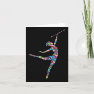 Baton Twirling Girl - Silhouette Dancing Twirler M Card