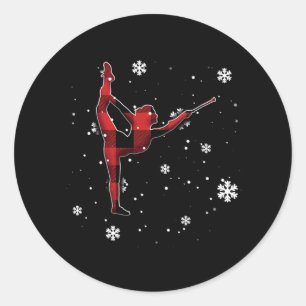 baton twirling plaid christmas   classic round sticker