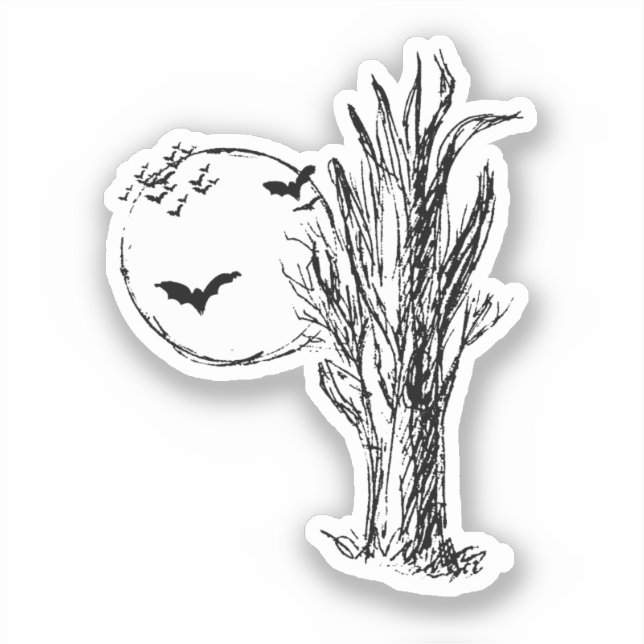 Bats, a Dead Tree, Full Moon Halloween (Front)