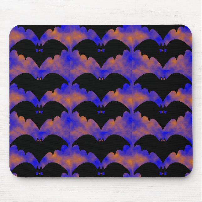 Bats And Bows Blue Orange Mouse Mat (Front)