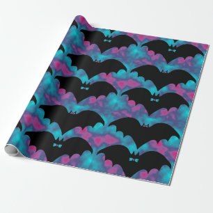 Bats And Bows Blue Pink Wrapping Paper