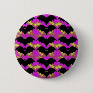 Bats And Bows Pink Yellow 6 Cm Round Badge