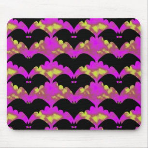 Bats And Bows Pink Yellow Mouse Mat