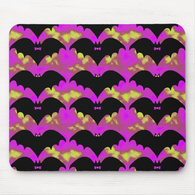 Bats And Bows Pink Yellow Mouse Mat (Front)