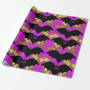 Bats And Bows Pink Yellow Wrapping Paper