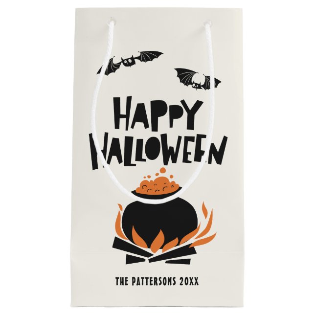 Bats and Cauldron Happy Halloween Gift Bag (Front)