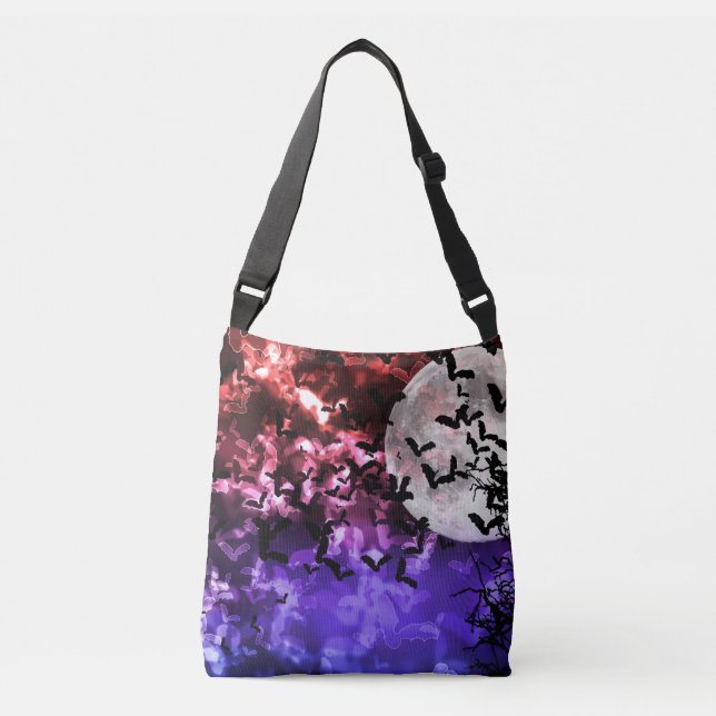 Bats and Moon Cross Body Shoulder Bag (Front)