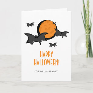 Bats and Moon Halloween Greeting Card