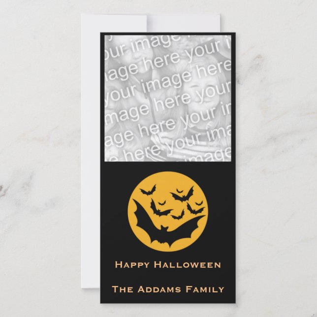 Bats and Moon Halloween Holiday Card (Front)