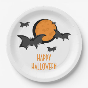 Bats and Moon Halloween Paper Plates