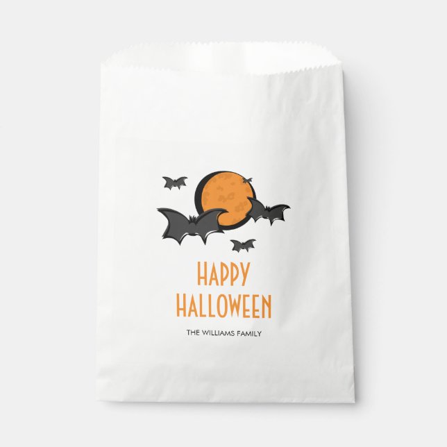 Bats and Moon Halloween Treat Favour Bag (Front)