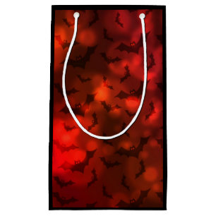 Bats and moon pattern red and black small gift bag