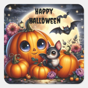 Bats And Pumpkins Halloween Sticker