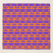Bats And Pumpkins Orange And Purple Stripe