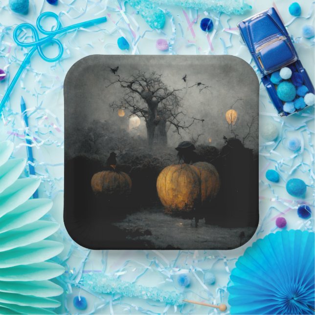 Bats and pumpkins paper plate (Party)
