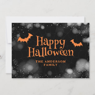 Bats and Spiders Happy Halloween Card