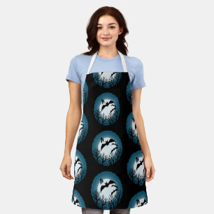 Bats and Trees Against the Moon Apron