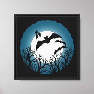 Bats and Trees Against the Moon Canvas Print