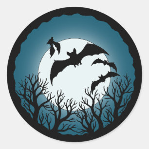 Bats and Trees Against the Moon Classic Round Sticker