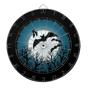 Bats and Trees Against the Moon Dartboard