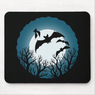 Bats and Trees Against the Moon Mouse Mat