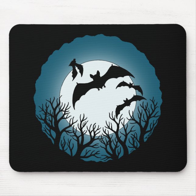 Bats and Trees Against the Moon Mouse Mat (Front)